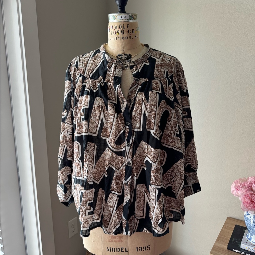 Anthropologie Black and Brown Women's Top